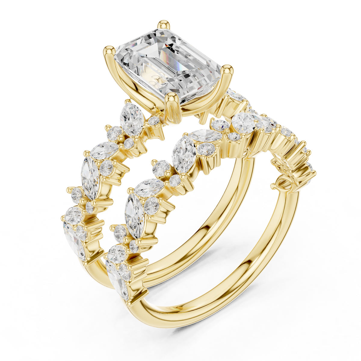 3ct TW Emerald Cut Lab-Grown Diamond Bridal Ring Set