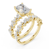 3ct TW Emerald Cut Lab-Grown Diamond Bridal Ring Set in Yellow Gold — Verasah fine jewellery