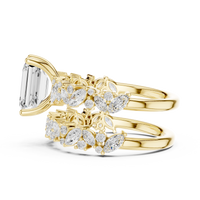 3ct TW Emerald Cut Lab-Grown Diamond Bridal Ring Set in Yellow Gold — Verasah fine jewellery