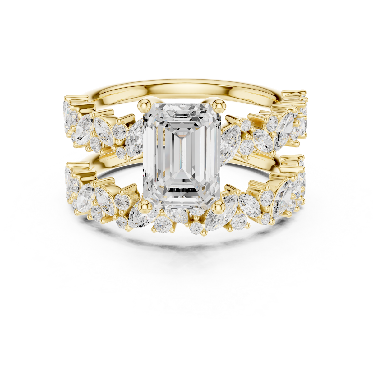 3ct TW Emerald Cut Lab-Grown Diamond Bridal Ring Set