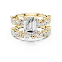 3ct TW Emerald Cut Lab-Grown Diamond Bridal Ring Set in Yellow Gold — Verasah fine jewellery