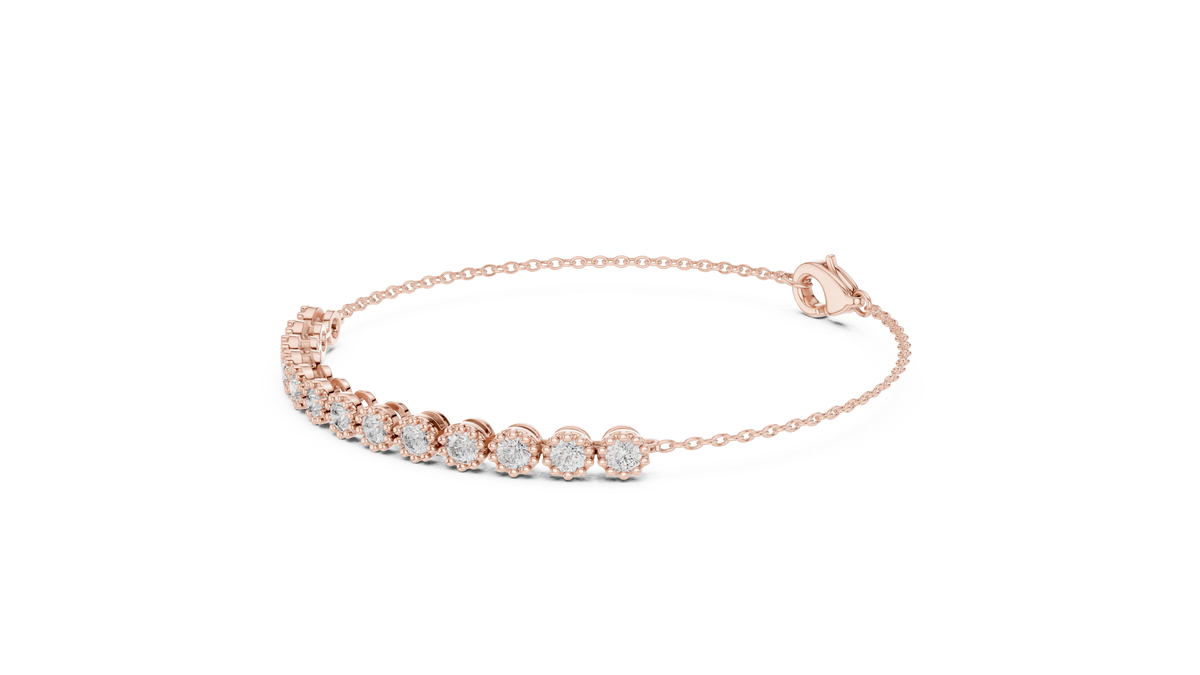 1.43ct TW Round Lab-Grown Diamond Cluster Station Bracelet
