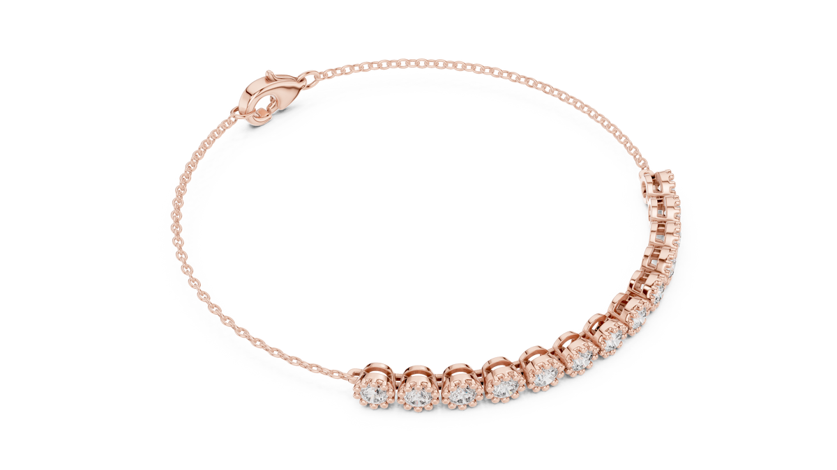 1.43ct TW Round Lab-Grown Diamond Cluster Station Bracelet