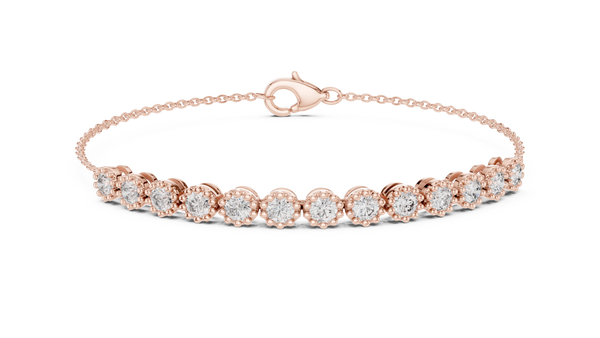 1.43ct TW Round Lab-Grown Diamond Cluster Station Bracelet