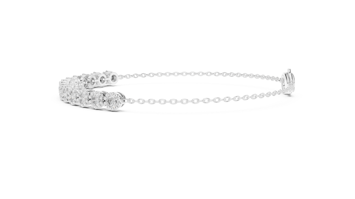 1.43ct TW Round Lab-Grown Diamond Cluster Station Bracelet