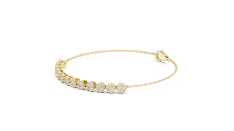 1.43ct TW Round Lab-Grown Diamond Cluster Station Bracelet