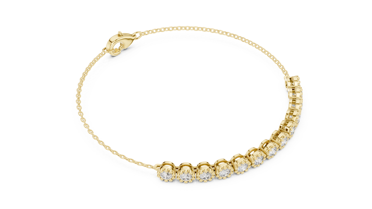 1.43ct TW Round Lab-Grown Diamond Cluster Station Bracelet