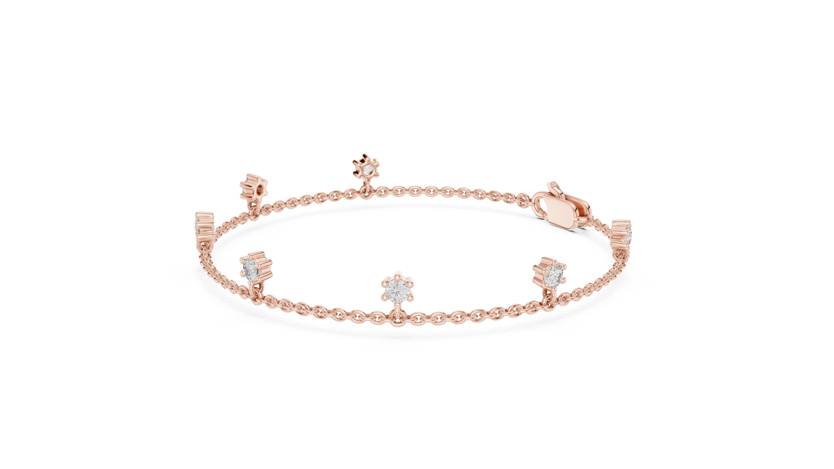 0.77ct TW Round Lab-Grown Diamond Station Bracelet