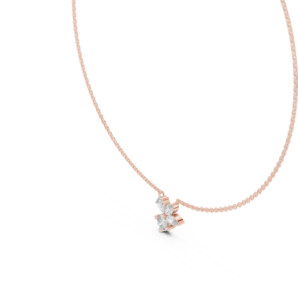 2.12ct TW Mixed Shape Lab-Grown Diamond Flower Cluster Pendant Necklace