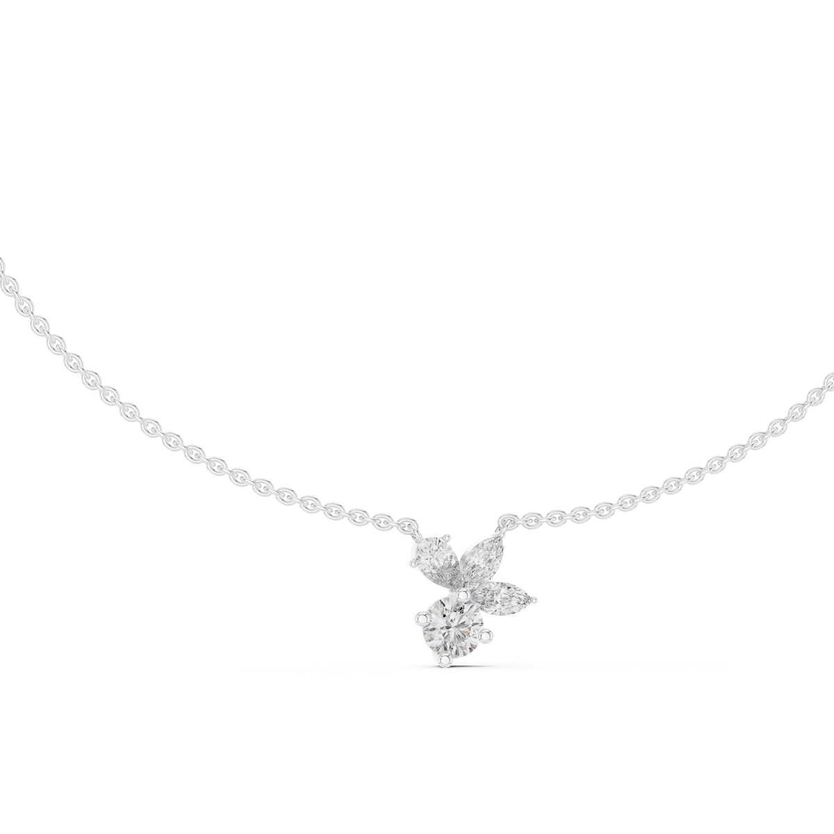 2.12ct TW Mixed Shape Lab-Grown Diamond Flower Cluster Pendant Necklace