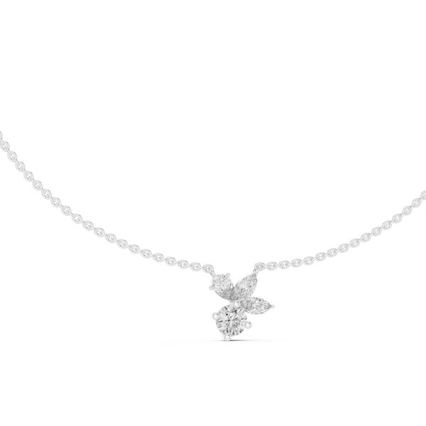 2.12ct TW Mixed Shape Lab-Grown Diamond Flower Cluster Pendant Necklace