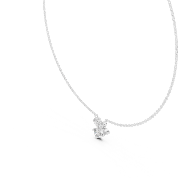 2.12ct TW Mixed Shape Lab-Grown Diamond Flower Cluster Pendant Necklace