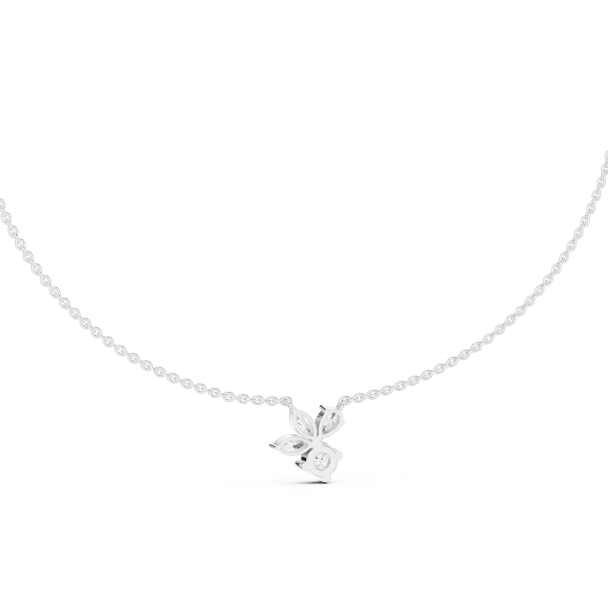 2.12ct TW Mixed Shape Lab-Grown Diamond Flower Cluster Pendant Necklace