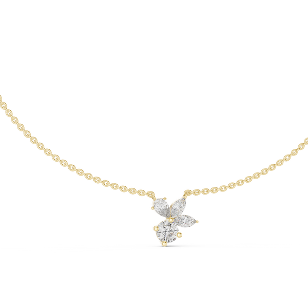 2.12ct TW Mixed Shape Lab-Grown Diamond Flower Cluster Pendant Necklace