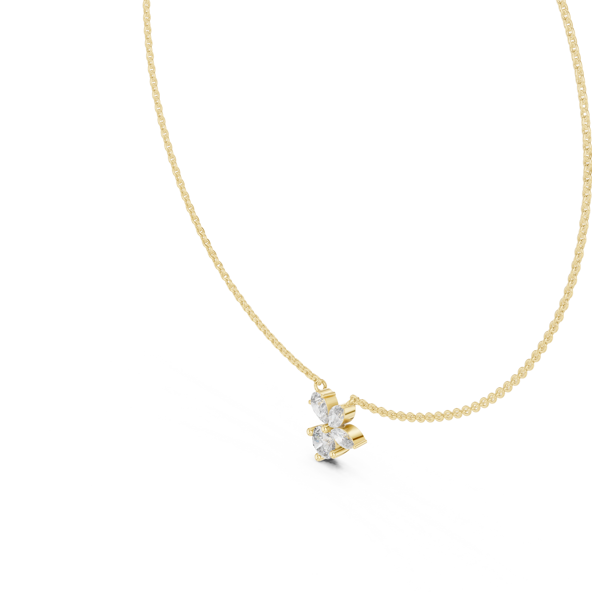 2.12ct TW Mixed Shape Lab-Grown Diamond Flower Cluster Pendant Necklace