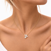 2.12ct TW Mixed Shape Lab-Grown Diamond Flower Cluster Pendant Necklace — Verasah fine jewellery