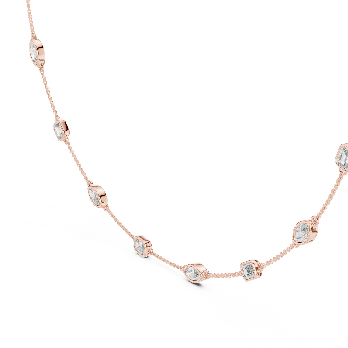 2.8ct TW Emerald and Marquise Lab-Grown Diamond Station Necklace