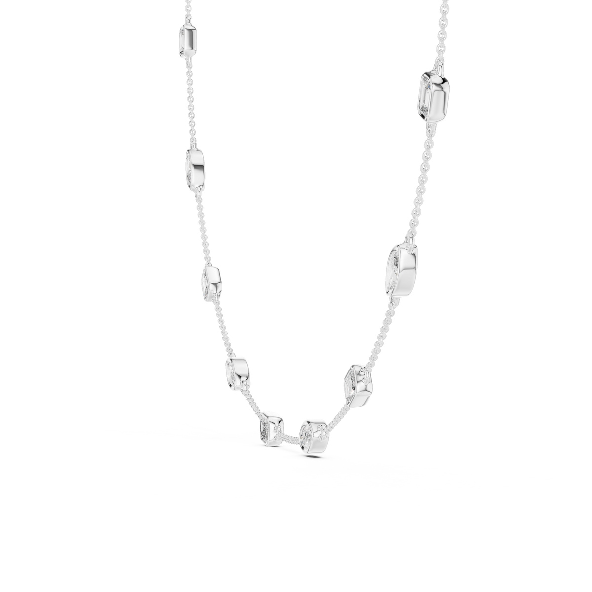 2.8ct TW Emerald and Marquise Lab-Grown Diamond Station Necklace