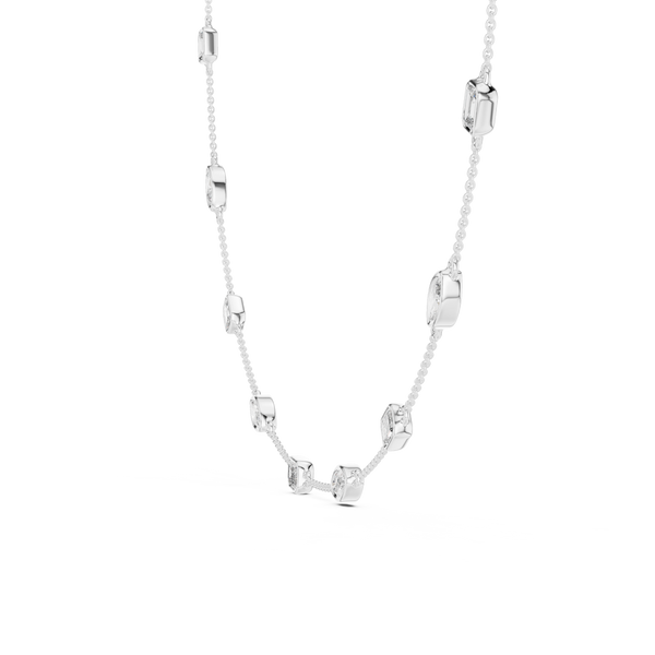 2.8ct TW Emerald and Marquise Lab-Grown Diamond Station Necklace
