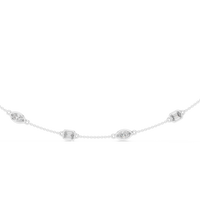 2.8ct TW Emerald and Marquise Lab-Grown Diamond Station Necklace in White Gold — Verasah fine jewellery