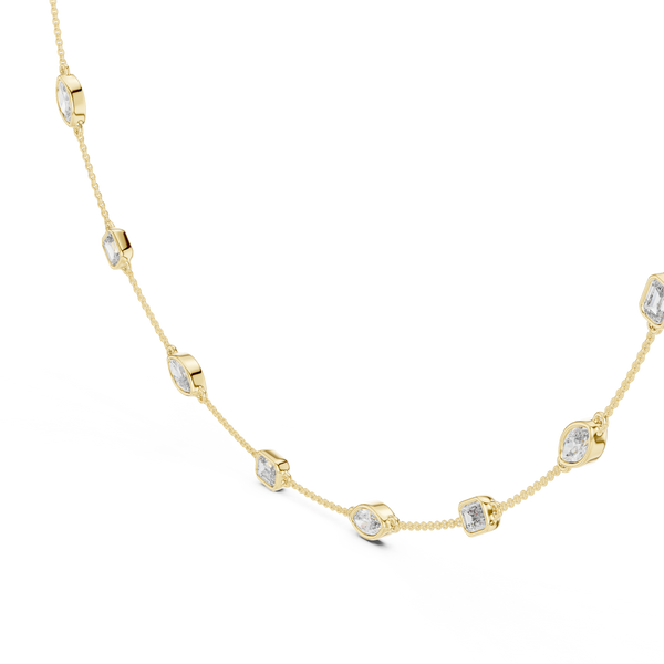 2.8ct TW Emerald and Marquise Lab-Grown Diamond Station Necklace