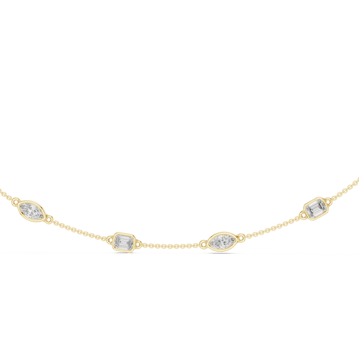 2.8ct TW Emerald and Marquise Lab-Grown Diamond Station Necklace