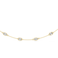 2.8ct TW Emerald and Marquise Lab-Grown Diamond Station Necklace in Yellow Gold — Verasah fine jewellery