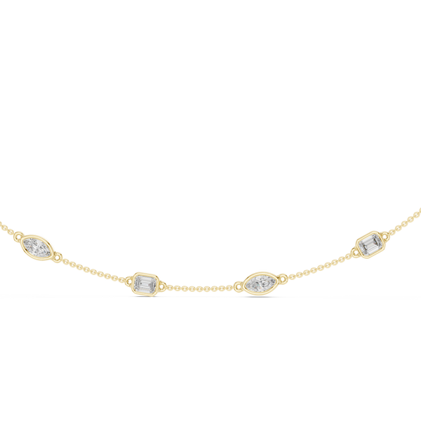 2.8ct TW Emerald and Marquise Lab-Grown Diamond Station Necklace