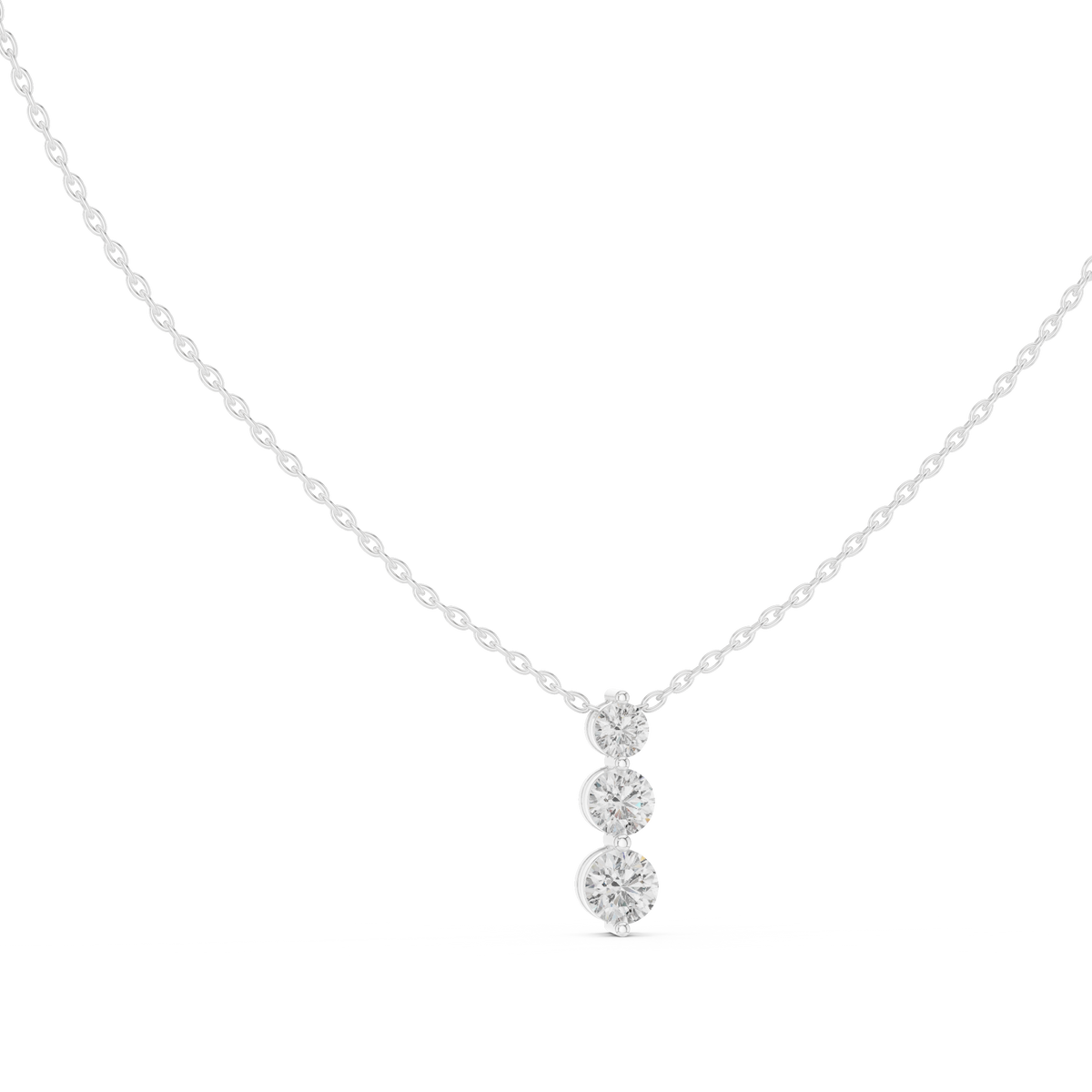 1.11ct TW Round Lab-Grown Diamond Three Stone Pendant Necklace
