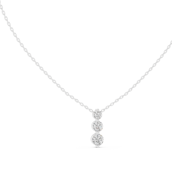 1.11ct TW Round Lab-Grown Diamond Three Stone Pendant Necklace