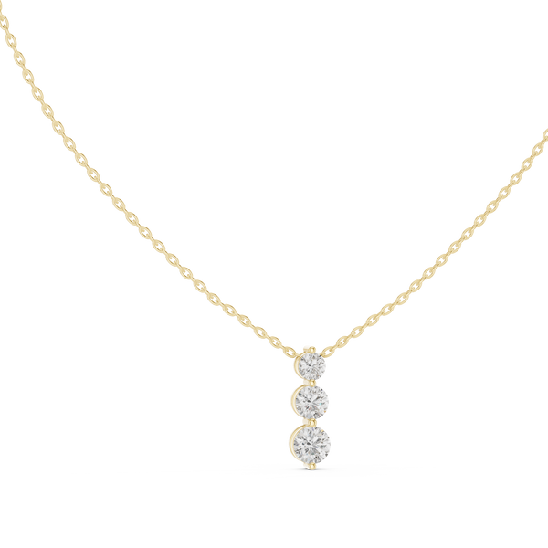 1.11ct TW Round Lab-Grown Diamond Three Stone Pendant Necklace