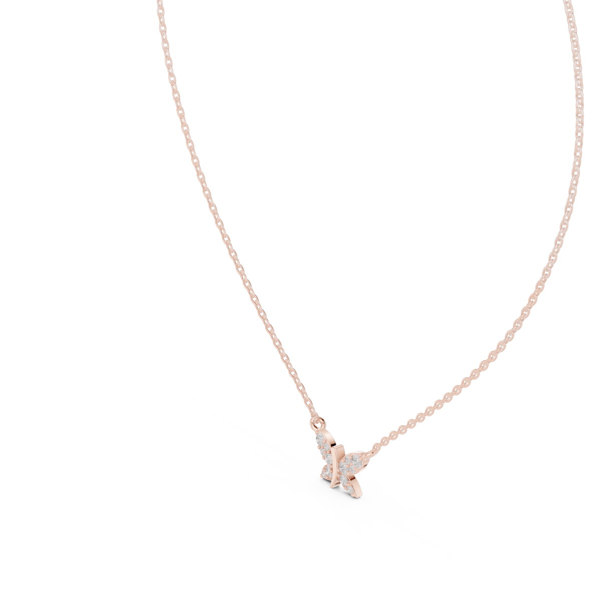 0.24ct TW Round Lab-Grown Diamond Butterfly Pendant Necklace