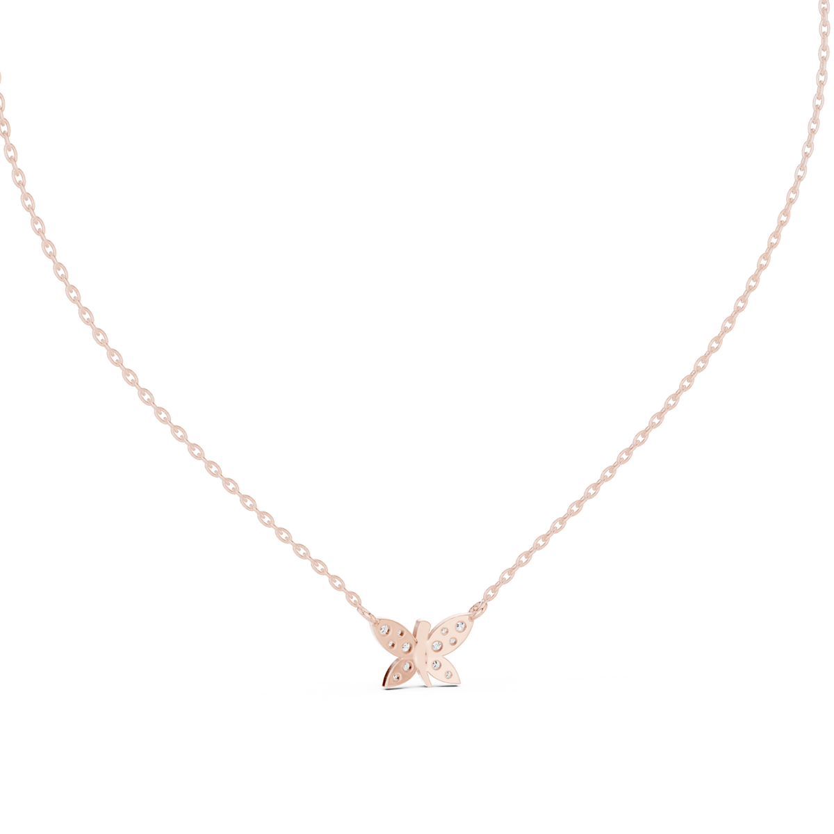 0.24ct TW Round Lab-Grown Diamond Butterfly Pendant Necklace