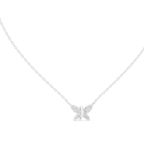 0.24ct TW Round Lab-Grown Diamond Butterfly Pendant Necklace