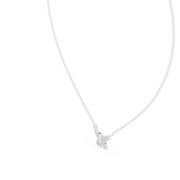 0.24ct TW Round Lab-Grown Diamond Butterfly Pendant Necklace