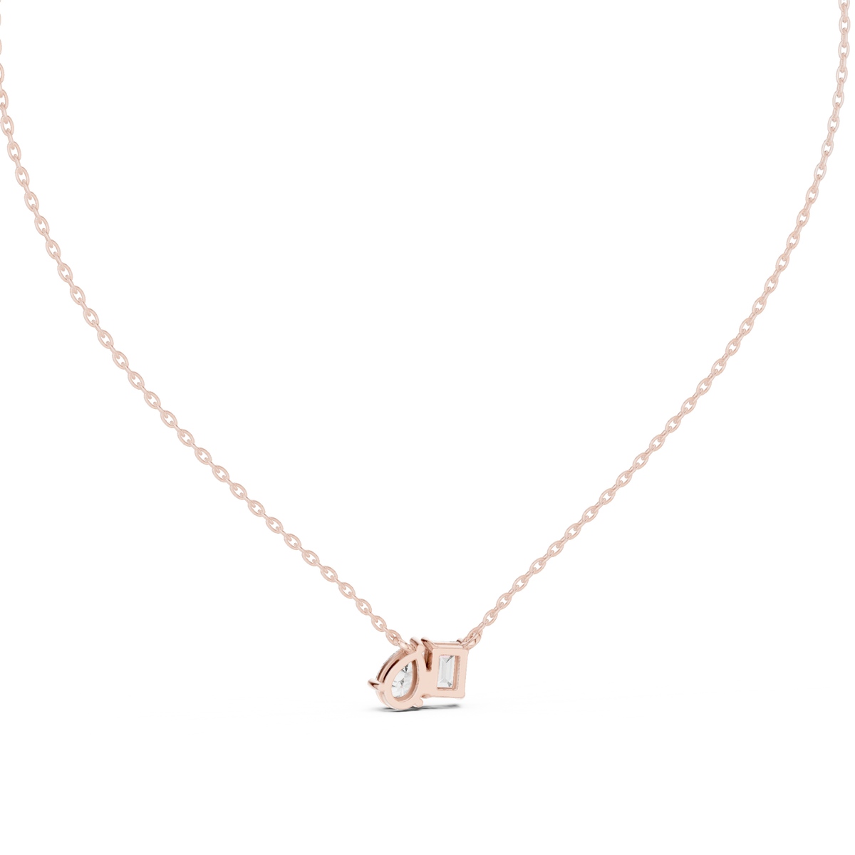 0.96ct TW Emerald and Pear Lab-Grown Diamond Toi et Moi Pendant Necklace