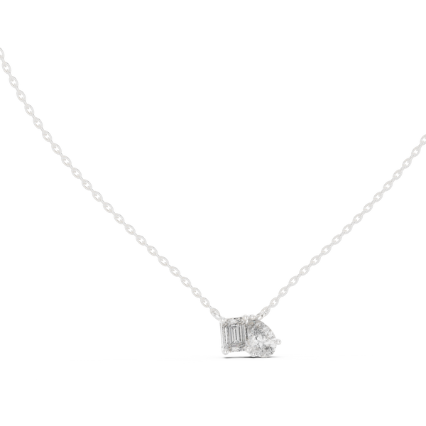0.96ct TW Emerald and Pear Lab-Grown Diamond Toi et Moi Pendant Necklace