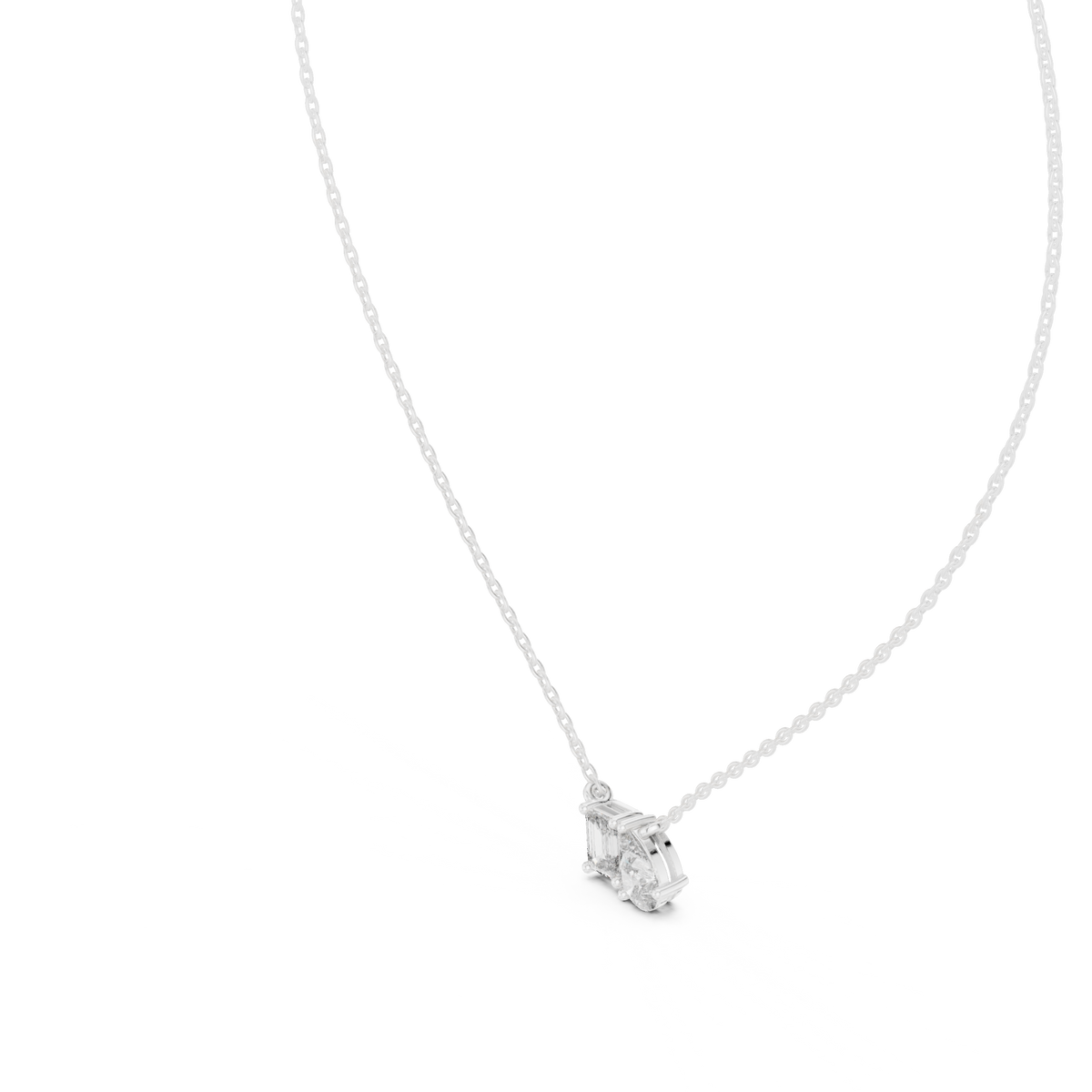 0.96ct TW Emerald and Pear Lab-Grown Diamond Toi et Moi Pendant Necklace