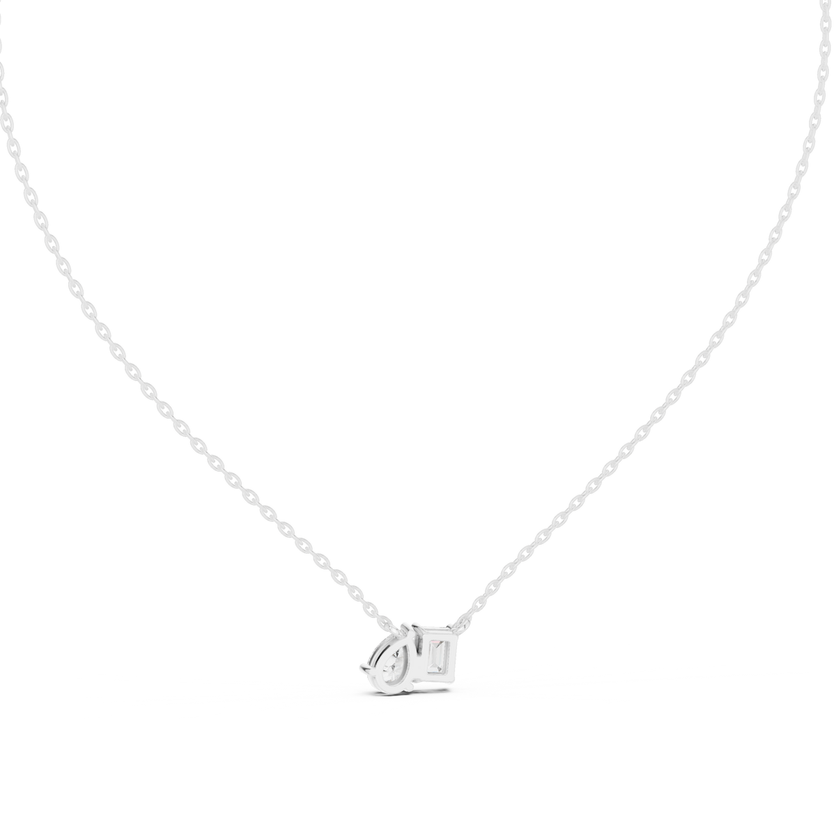 0.96ct TW Emerald and Pear Lab-Grown Diamond Toi et Moi Pendant Necklace