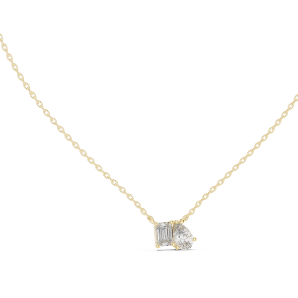 0.96ct TW Emerald and Pear Lab-Grown Diamond Toi et Moi Pendant Necklace