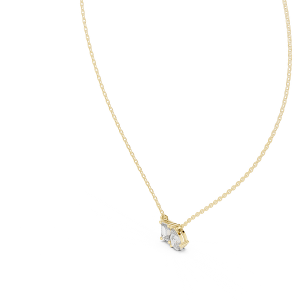 0.96ct TW Emerald and Pear Lab-Grown Diamond Toi et Moi Pendant Necklace
