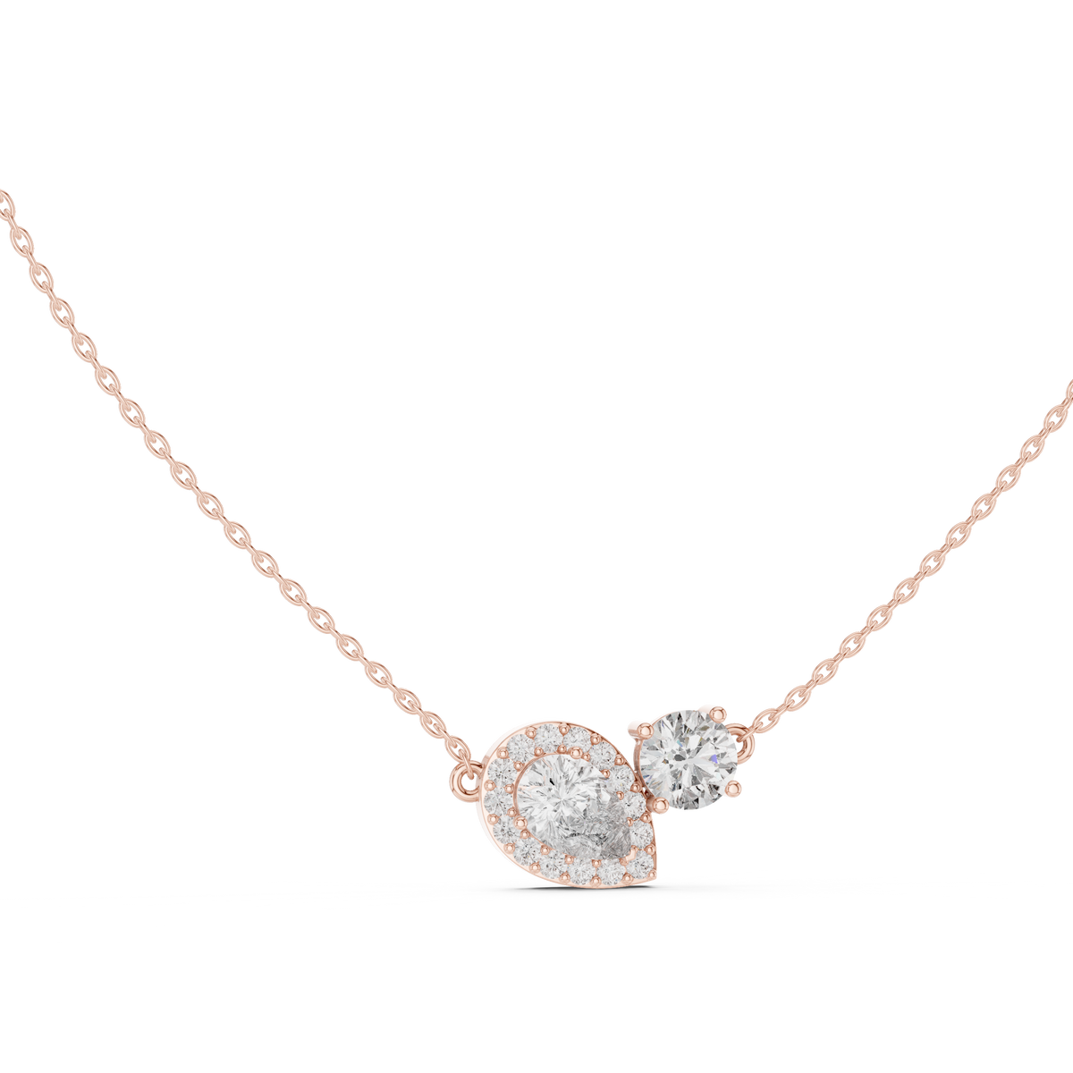 2.42ct TW Pear and Round Lab-Grown Diamond Cluster Pendant Necklace