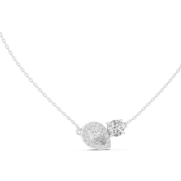 2.42ct TW Pear and Round Lab-Grown Diamond Cluster Pendant Necklace