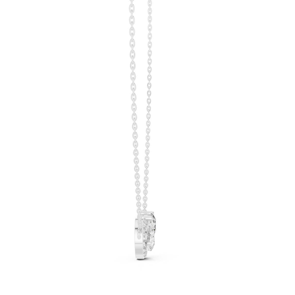 2.42ct TW Pear and Round Lab-Grown Diamond Cluster Pendant Necklace