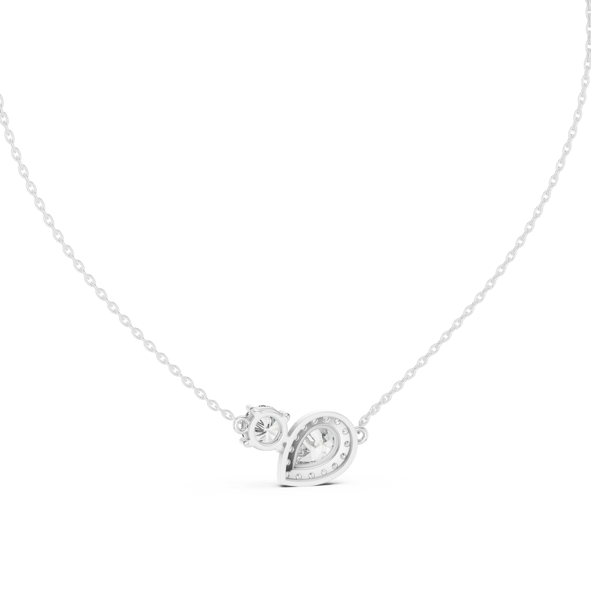 2.42ct TW Pear and Round Lab-Grown Diamond Cluster Pendant Necklace