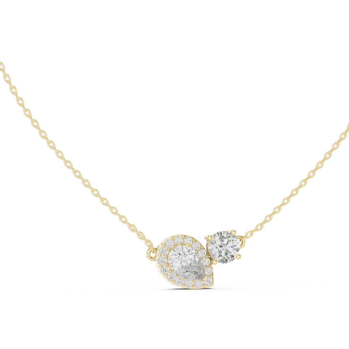 2.42ct TW Pear and Round Lab-Grown Diamond Cluster Pendant Necklace