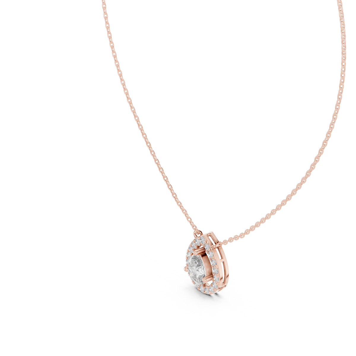 1.95ct TW Pear Lab-Grown Diamond Halo Pendant Necklace