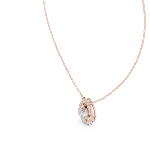1.95ct TW Pear Lab-Grown Diamond Halo Pendant Necklace