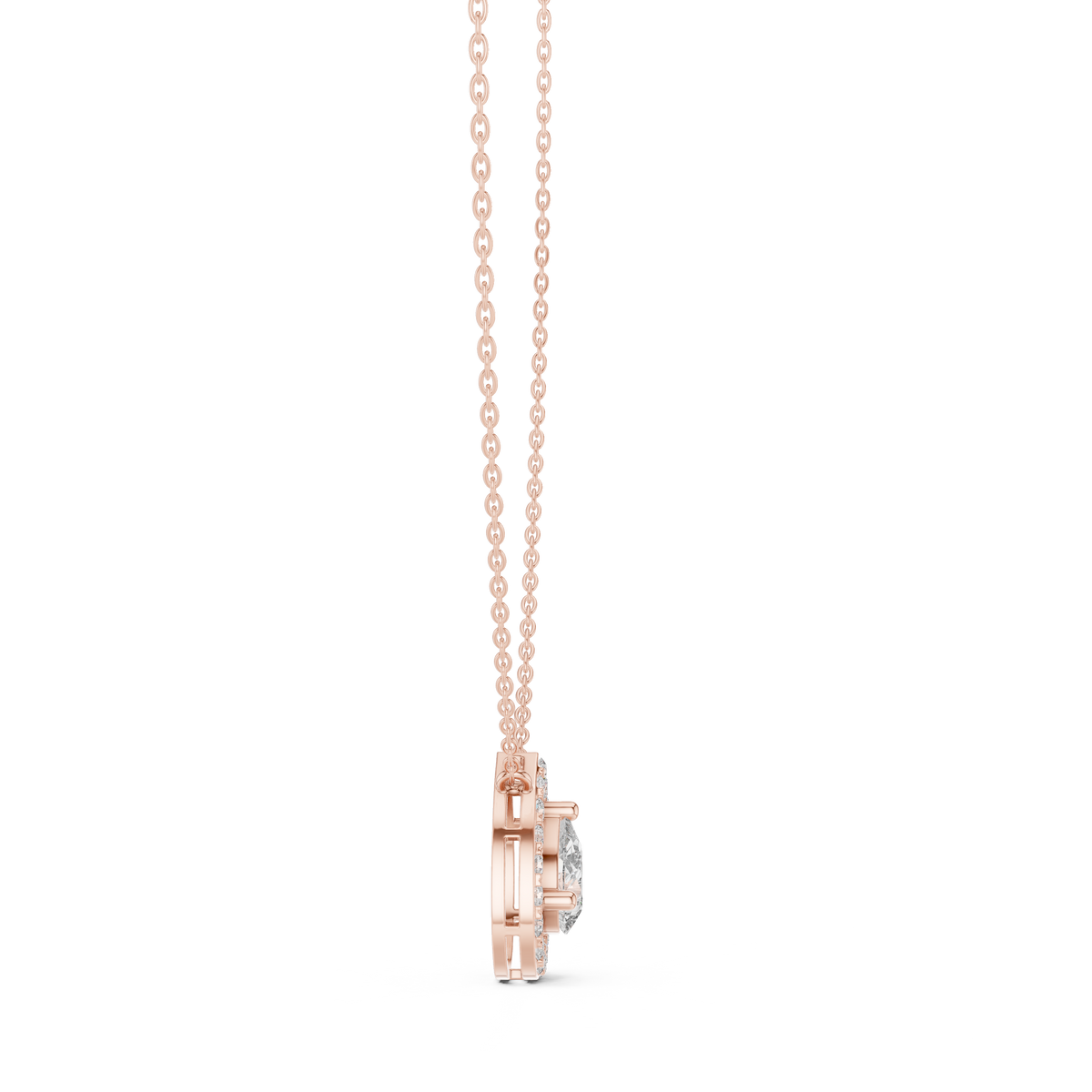 1.95ct TW Pear Lab-Grown Diamond Halo Pendant Necklace