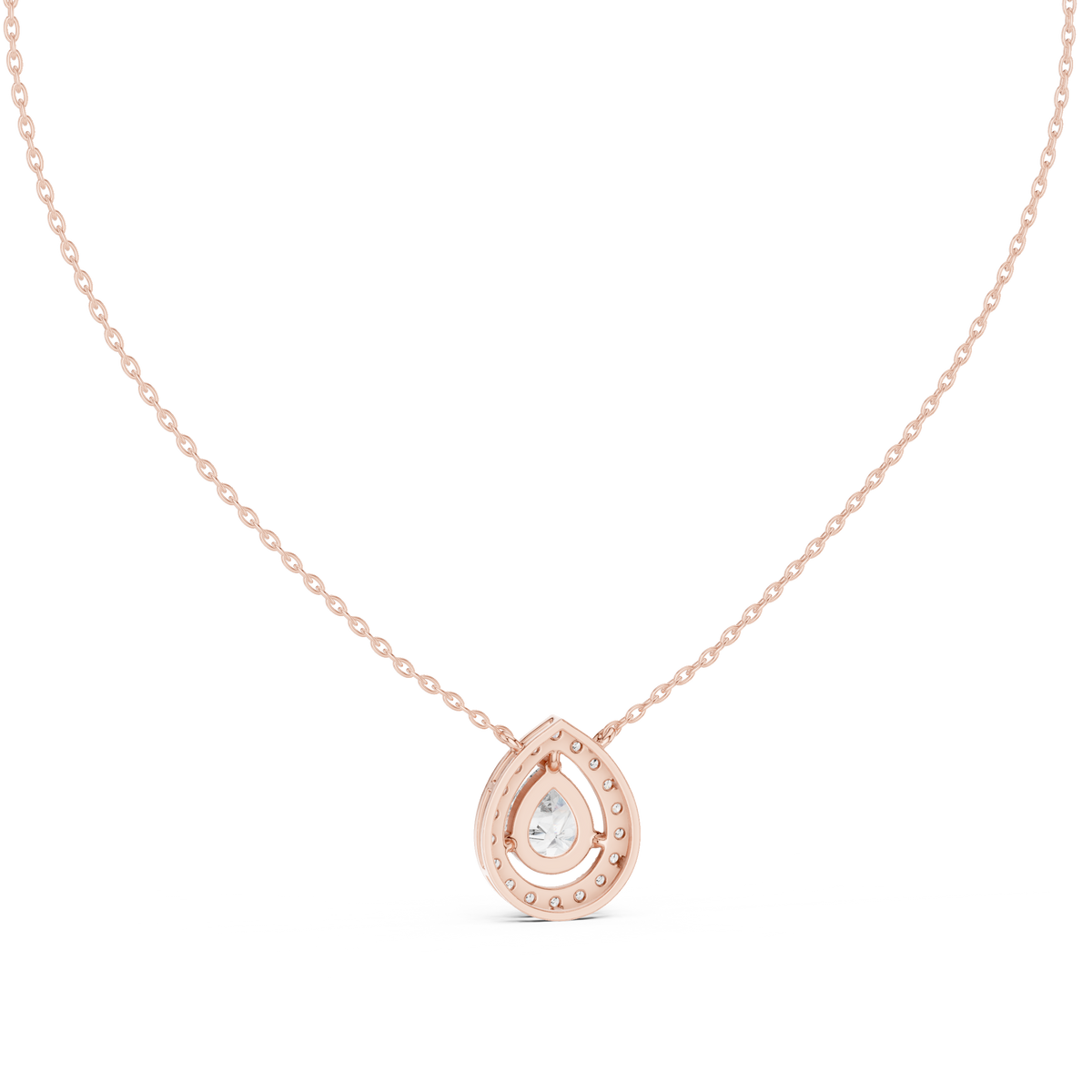 1.95ct TW Pear Lab-Grown Diamond Halo Pendant Necklace